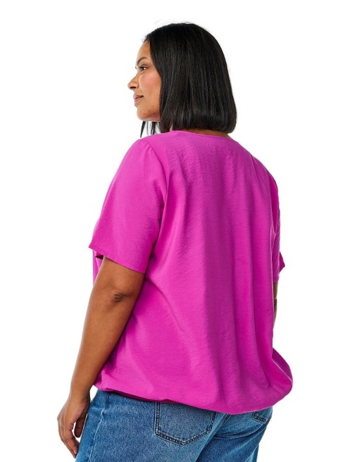 ZIZZI ELEGANCKA BLUZKA Z KRÓTKIM RĘKAWEM T-SHIRT RÓŻOWY 084B