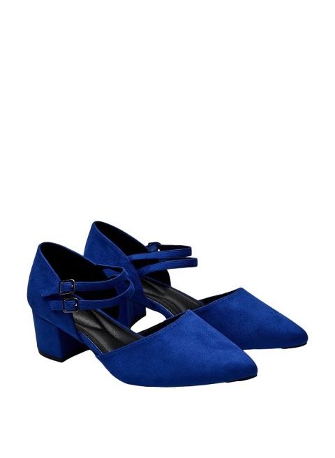 ZIZZI ELEGANCKIE BUTY GRANATOWE CZÓŁENKA NA OBCASIE 087AW