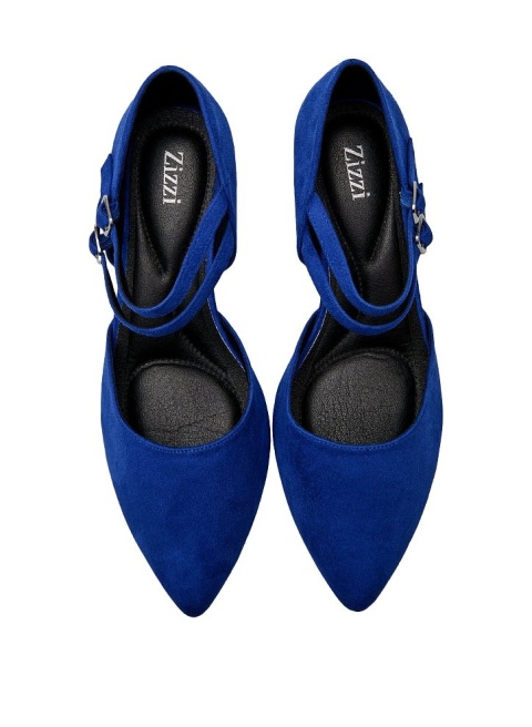 ZIZZI ELEGANCKIE BUTY GRANATOWE CZÓŁENKA NA OBCASIE 087AW