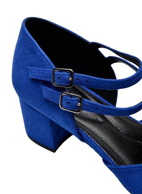 ZIZZI ELEGANCKIE BUTY GRANATOWE CZÓŁENKA NA OBCASIE 087AW
