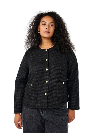 ZIZZI KURTKA CZARNA ELEGANCKA BOUCLE 543A
