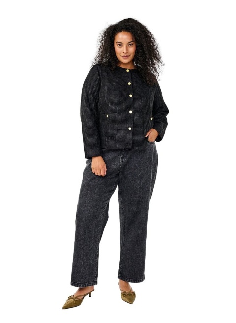 ZIZZI KURTKA CZARNA ELEGANCKA BOUCLE 543A