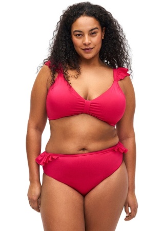 ZIZZI RÓŻOWE MAJTKI KĄPIELOWE BIKINI FALBANKI 726Q