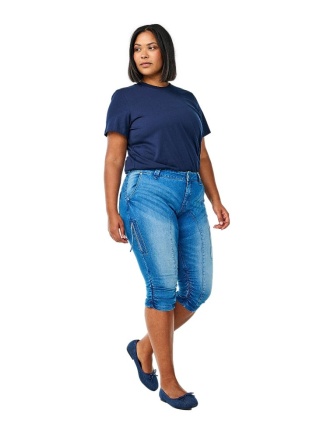 ZIZZI MODNE RYBACZKI DENIM BLUE ŚCIĄGACZ 111D