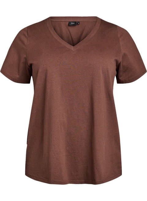 ZIZZI KLASYCZNY BRĄZOWY T-SHIRT BAWEŁNA 264C