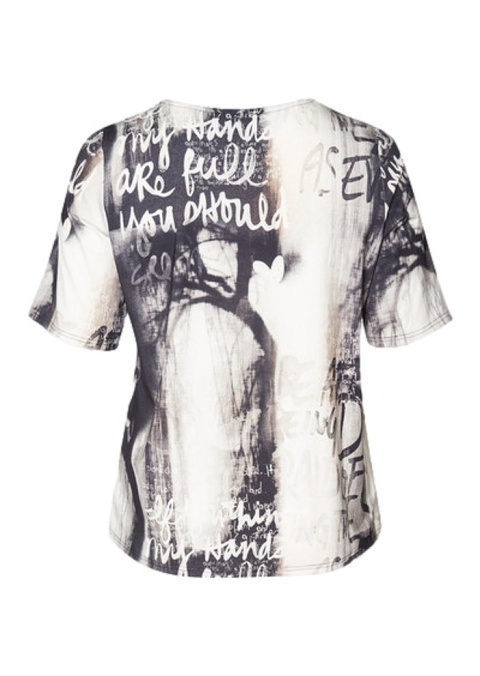 CHALOU BLUZKA T-SHIRT NADRUK BIAŁA CZARNA C222