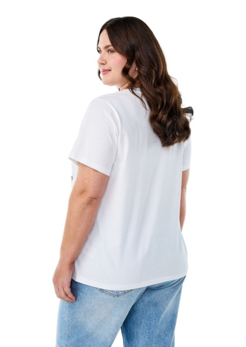 ZIZZI BIAŁY KLASYCZNY T-SHIRT KWIATY 501A