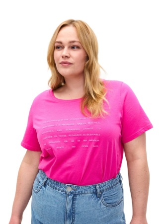 ZIZZI MODNY RÓŻOWY T-SHIRT NAPISY 252F