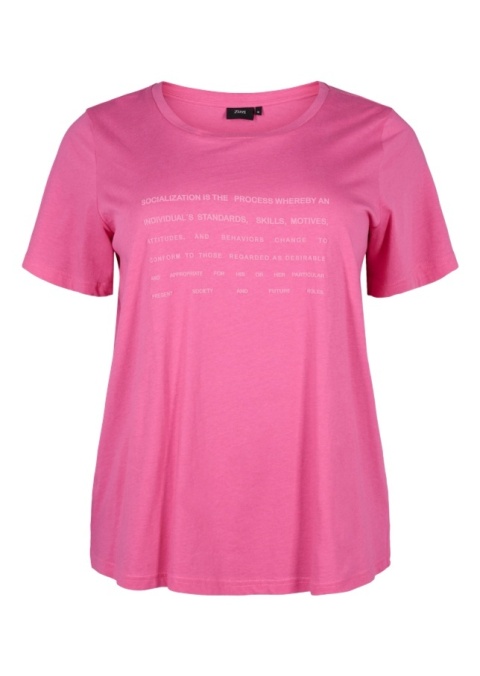 ZIZZI MODNY RÓŻOWY T-SHIRT NAPISY 252F