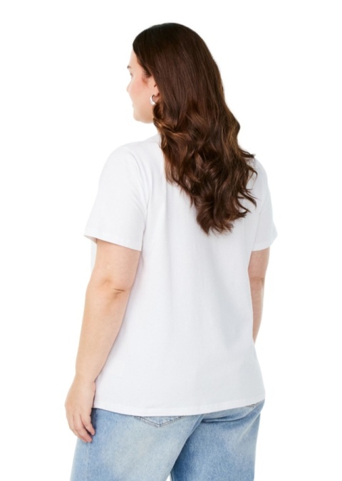 ZIZZI BIAŁY T-SHIRT NADRUK KWIAT BAWEŁNA 256A