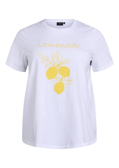 ZIZZI BAWEŁNIANY BIAŁY T-SHIRT NADRUK 253J
