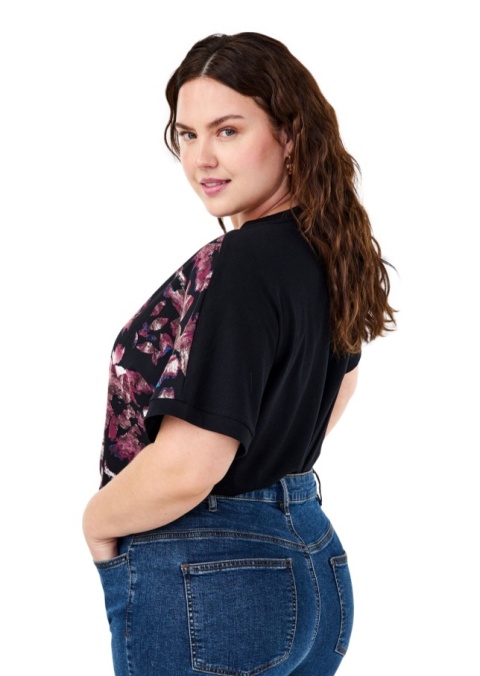 ZIZZI CZARNA BLUZKA T-SHIRT WZÓR 290A