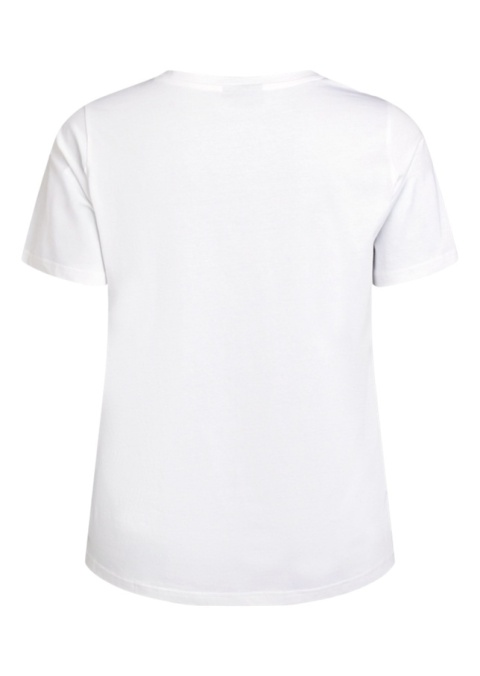 ZIZZI BIAŁY KLASYCZNY BAWEŁNIANY T-SHIRT NADRUK KWIATY 252I