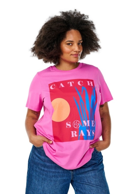 ZIZZI RÓŻOWY BAWEŁNIANY T-SHIRT BLUZKA NADRUK 327A