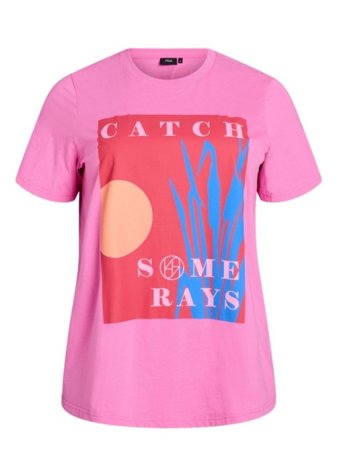 ZIZZI RÓŻOWY BAWEŁNIANY T-SHIRT BLUZKA NADRUK 327A