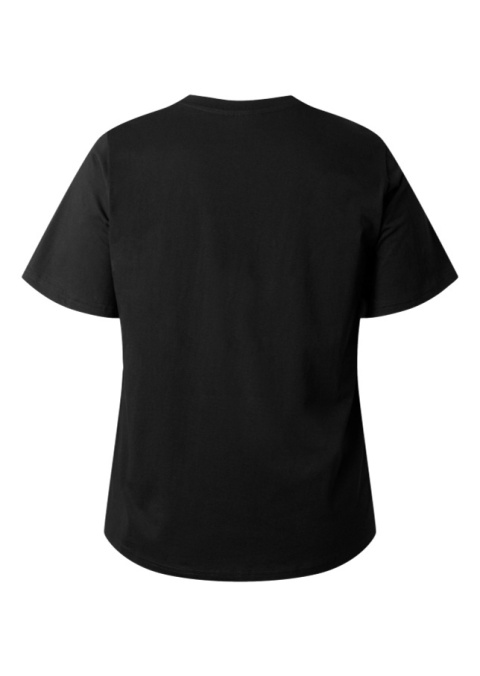 ZIZZI WYGODNY CZARNY T-SHIRT BAWEŁNA NAPIS 396A