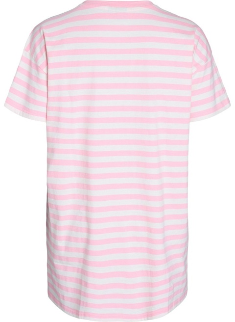 ZIZZI DŁUGA KOSZULKA T-SHIRT OVERSIZE RÓŻOWY BIAŁY 086B