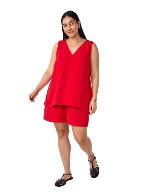ZIZZI ELEGANCKA CZERWONA BLUZKA TOP BEZ RĘKAWÓW 990C