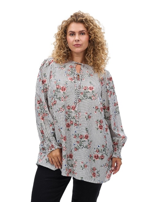 ZIZZI ELEGANCKA TUNIKA KWIATY PASKI 170A