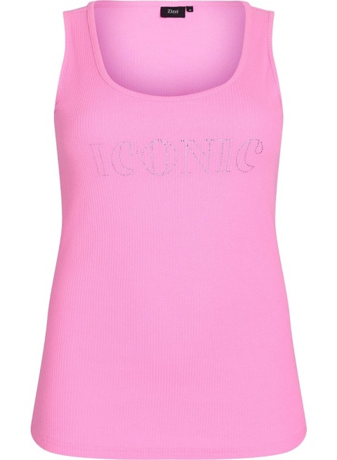 ZIZZI FANTASTYCZNY TOP RÓŻOWY NAPIS BAWEŁNA 625A