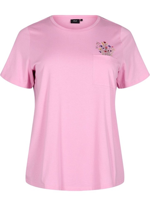 ZIZZI KLASYCZNY RÓŻOWY T-SHIRT NADRUK 252J