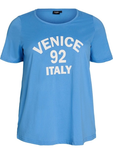 ZIZZI KLASYCZNY NIEBIESKI T-SHIRT NADRUK 002K