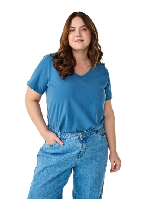 ZIZZI KLASYCZNY WYGODNY NIEBIESKI T-SHIRT 010D