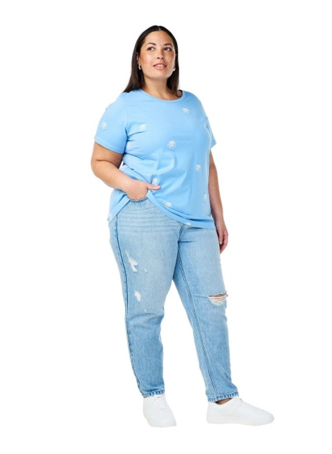ZIZZI NIEBIESKIE JEANSY MOM Z PRZETARCIAMI I DZIURAMI 028C