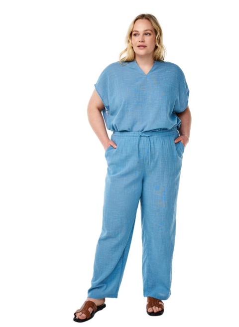 ZIZZI BAWEŁNIANA BLUZKA NIEBIESKA OVERSIZE 050A