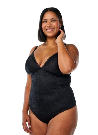 ZIZZI CZARNE KOBIECE BODY KORONKOWE 063B