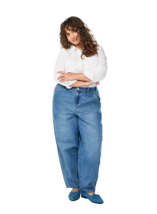 ZIZZI SPODNIE JEANSY BARREL NIEBIESKIE WYSOKI STAN 111G