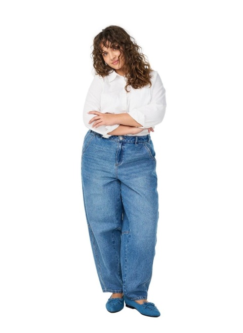 ZIZZI SPODNIE JEANSY BARREL NIEBIESKIE WYSOKI STAN 111G