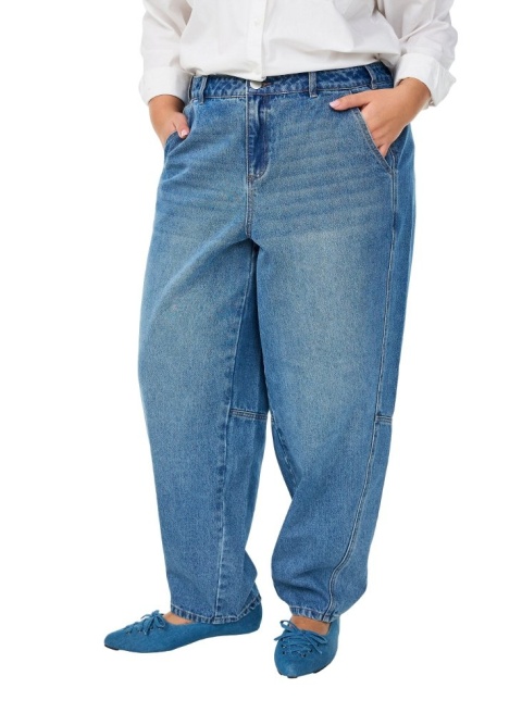 ZIZZI SPODNIE JEANSY BARREL NIEBIESKIE WYSOKI STAN 111G