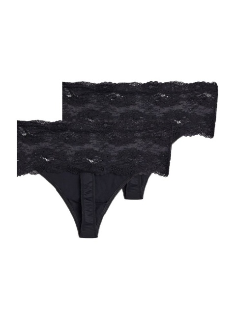 ZIZZI CZARNE MAJTKI STRINGI KORONKA 2PACK 123C
