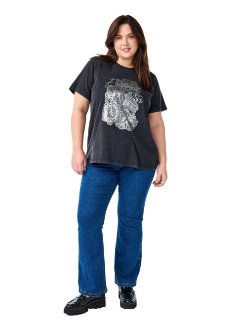 ZIZZI SZARY BAWEŁNIANY T-SHIRT NADRUK 295A