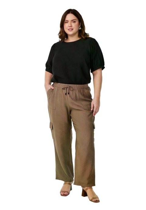 ZIZZI ELEGANCKA BLUZKA WISKOZA BUFKI CZARNA 496C
