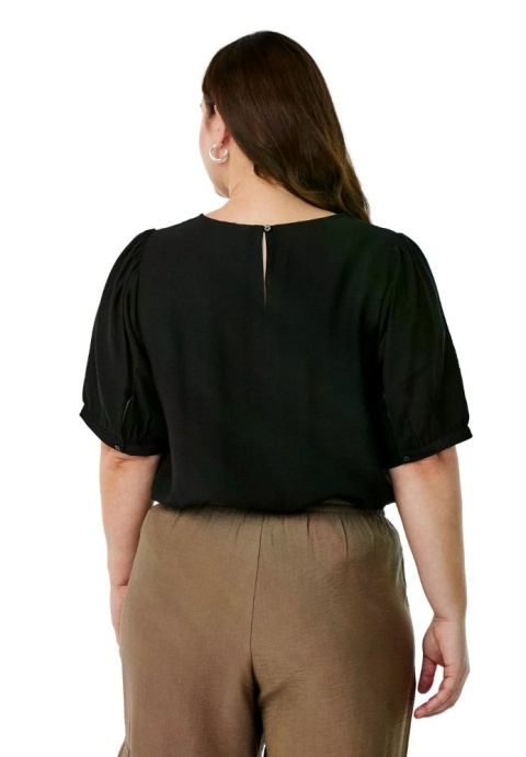 ZIZZI ELEGANCKA BLUZKA WISKOZA BUFKI CZARNA 496C