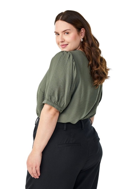 ZIZZI ELEGANCKA BLUZKA WISKOZA BUFKI OLIWKA 496C