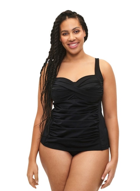 ZIZZI CZARNA KOSZULKA KĄPIELOWA MODELUJĄCA CZARNA TANKINI 537C
