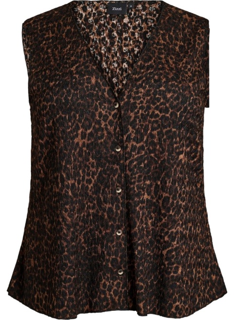 ZIZZI NIESAMOWITY ZAPINANY TOP BLUZKA W PANTERKĘ 612G