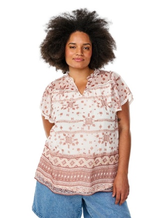 ZIZZI UROCZA BIAŁA BLUZKA BOHO WZÓR 618A