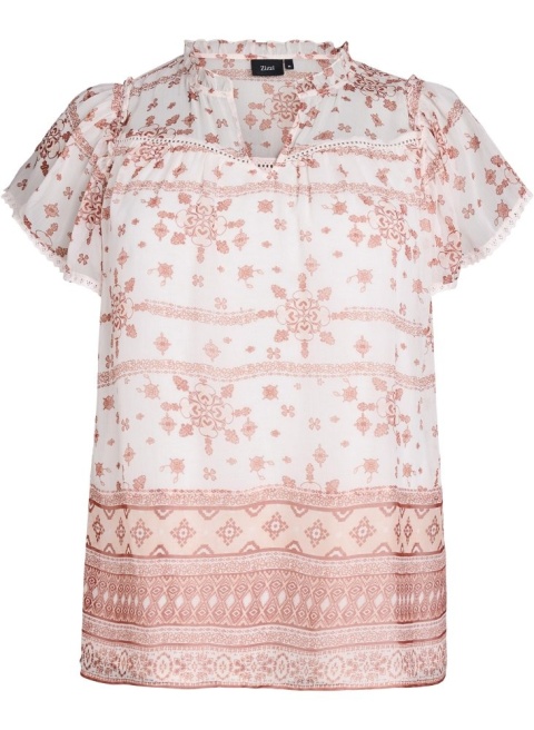 ZIZZI UROCZA BIAŁA BLUZKA BOHO WZÓR 618A