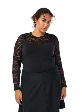 ZIZZI CZARNE ELEGANCKIE BODY Z KORONKĄ 801A