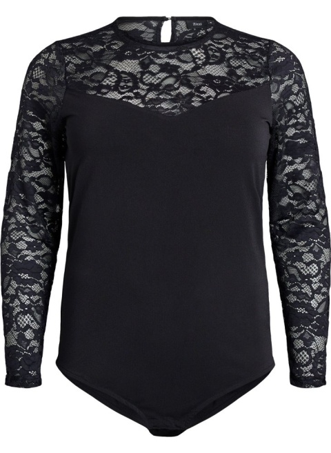 ZIZZI CZARNE ELEGANCKIE BODY Z KORONKĄ 801A