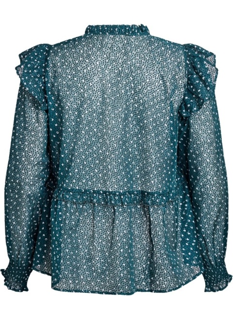 ZIZZI ELEGANCKA ZIELONA BLUZKA KROPKI FALBANY 809A