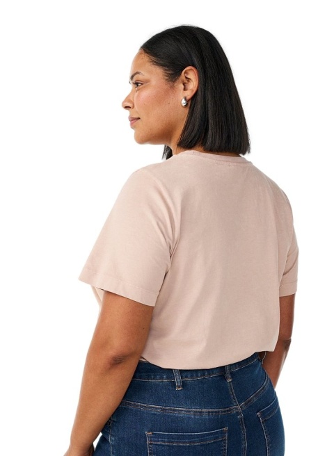 ZIZZI BEŻOWY BAWEŁNIANY T-SHIRT NADRUK VINTAGE 978A