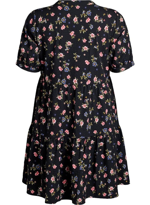 ZIZZI UROCZA CZARNA TRAPEZOWA SUKIENKA KWIATY 060C