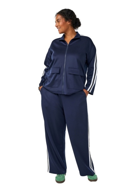 ZIZZI GRANATOWA SPORTOWA BLUZA KIESZENIE LAMPASY 273A
