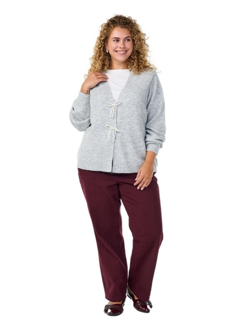 ZIZZI SZARY DZIANINOWY KARDIGAN SWETER KOKARDKI 408D
