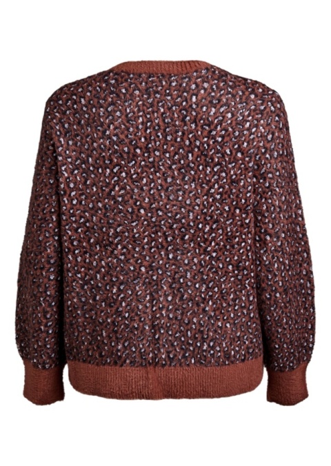 ZIZZI MIĘKKI BRĄZOWY SWETER W PANTERKĘ DZIANINA 513A